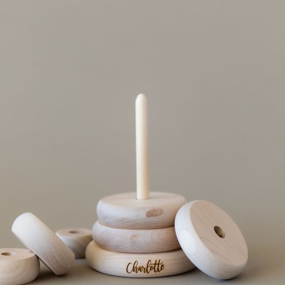 Personalized Wooden Pyramid Stacking Toy - Picture 6 of 6